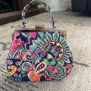 Vera Bradley Red and Pink Mini Bag with Retro Frame Closure